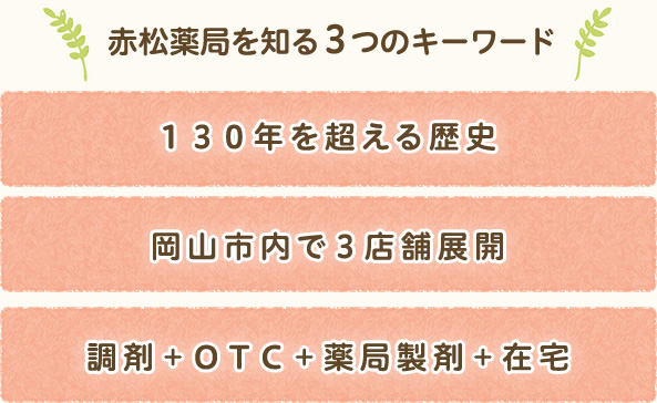 赤松薬局を知る3つのキーワード